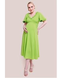 Goddiva - Maternity Flare Sleeve Frill Edge Midi Dress - Lyst