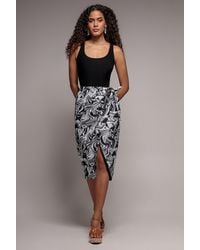 City Goddess - Printed High Waist Wrap Midi Skirt - Lyst