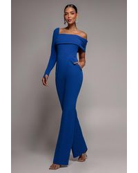 Goddiva - One Shoulder Scuba Jumpsuit - Lyst