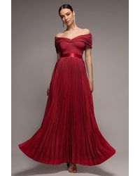 Goddiva - Bardot Pleated Skirt Maxi - Lyst