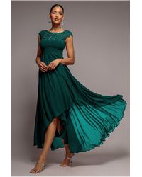Goddiva - Crochet & Pleated Top High Low Maxi - Lyst