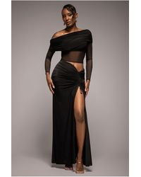 Goddiva - Super Split Front Drawstring Maxi Skirt - Lyst