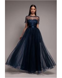 Goddiva - Embroidered Mesh Maxi Dress - Lyst