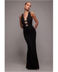 Goddiva - Embellished Bow Mermaid Halter Maxi Dress - Lyst