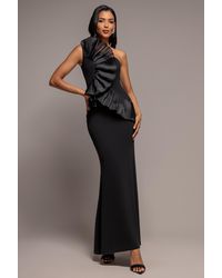 Goddiva - One Shoulder Pleated Fan Maxi - Lyst