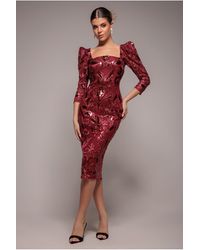Goddiva - Square Neck Scalloped Lace Midi - Lyst