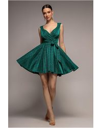 Goddiva - Cross Over Sleeveless Mini Skater Dress - Lyst