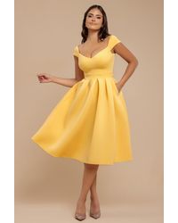 Goddiva - Scuba Foam Skater Midi Dress - Lyst