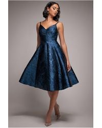 Goddiva - Jacquard Sleeveless A-Line Midi Dress - Lyst
