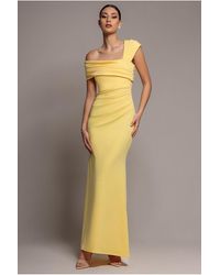 Goddiva - One Shoulder Asymmetric Scuba Crepe Maxi Dress - Lyst