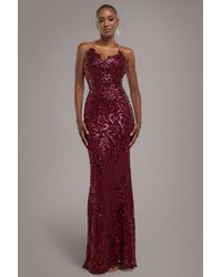 Goddiva - Cross Back Diamante Strap Sequin Maxi - Lyst