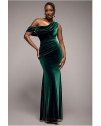 Goddiva - Cowl One Shoulder Velvet Maxi Dress - Lyst