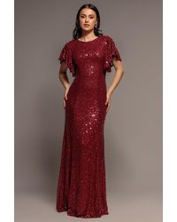 Goddiva - Sequin Flutter Sleeve Maxi - Lyst