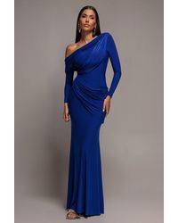 Goddiva - Off Shoulder Gathered Panel Soft Touch Maxi Dress - Lyst