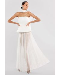 Goddiva - Scuba Boobtube Peplum Corset With Gathered A-Line Glitter Chiffon Maxi Skirt & Scarf - Lyst