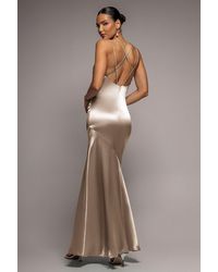 Goddiva - Satin Cowl Neck With Strappy Back Maxi - Lyst