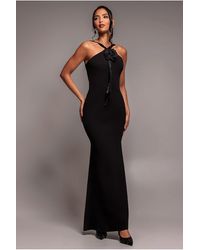 Goddiva - Racer Neck Corsage Scuba Maxi - Lyst