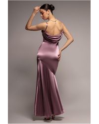 Goddiva - Cowl Back Satin Maxi Dress - Lyst