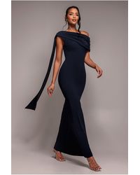 Goddiva - Sash One Shoulder Bardot Maxi Dress - Lyst