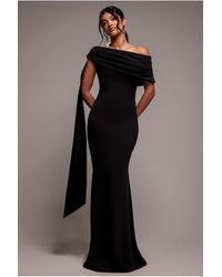 Goddiva - Sash One Shoulder Bardot Maxi Dress - Lyst