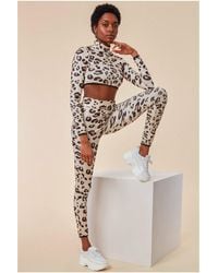 Cosmochic - Leopard Print Crop Top&legging Lounge Set - Lyst