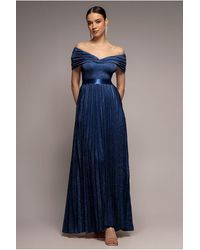 Goddiva - Bardot Pleated Skirt Maxi Dress - Lyst