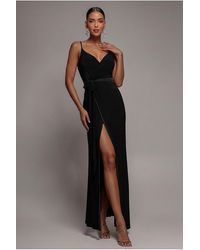 City Goddess - Wrap Front Maxi Slip Dress With Waist Tie-Up - Lyst