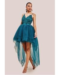 Goddiva - High Low Tulle Mini With Lace Bodice - Lyst