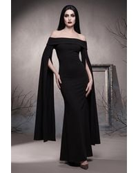 Goddiva - Long Cape Sleeve Maxi Morticia Addams -Inspired Halloween Costume - Lyst