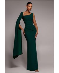 Goddiva - One Shoulder Cape Sleeve Maxi Dress - Lyst