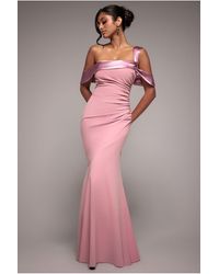 Goddiva - One Shoulder Satin Band Maxi Dress - Lyst