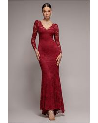 Goddiva - Fit & Flare Scallop Lace V Neck Maxi Dress - Lyst