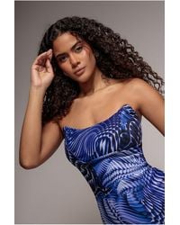 Goddiva - Abstract Bandeau Bodycon Midi Dress - Lyst
