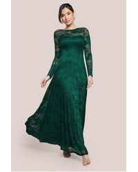 Goddiva - Scalloped Lace A-Line Maxi Dress - Lyst