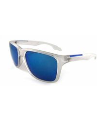 East Village Square Clear Sunglasses With Mirror Lens - Blue