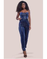 Goddiva - Sequin & Velvet Corset Jumpsuit - Lyst