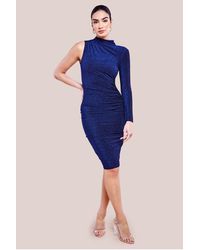 Goddiva - Open Back One Sleeve Lurex Midi - Lyst