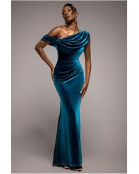 Goddiva - Cowl One Shoulder Velvet Maxi Dress - Lyst