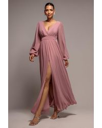 Goddiva - Wrap Back With Front Slit Chiffon Maxi Dress - Lyst