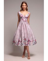 Goddiva - Sweetheart Floral Midi Dress - Lyst