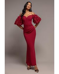 Goddiva - Off The Shoulder 3D Puffed Sleeve Sweetheart Maxi Dress - Lyst
