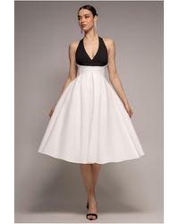 Goddiva - Contrast Halter Neck Pleated A Line Midaxi Dress - Lyst