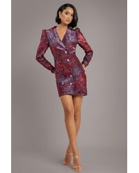 Goddiva - Iridescent Foil Print Blazer Mini Dress - Lyst