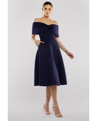 Goddiva - Bow Off The Shoulder A Line Midi Dress - Lyst