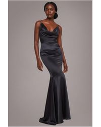 Goddiva - Cowl Neck With Strappy Back Satin Maxi - Lyst
