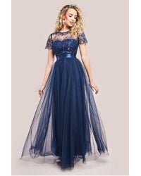 Goddiva - Embroidered Mesh Maxi Dress - Lyst
