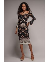 Goddiva - Printed Tie Back Midi Dress - Lyst