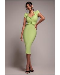 Goddiva - Cap Sleeve Frill Edge Midi Dress - Lyst