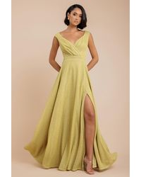 Goddiva - Crossover Lurex Glitter Maxi Dress - Lyst
