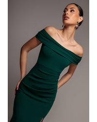 Goddiva - Off The Shoulder Maxi Dress With Split - Lyst